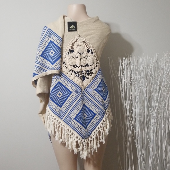 Maddison Sweaters - NWT! NEW! MADDISON EMBROIDERED KNIT/CROCHET SHAWL!